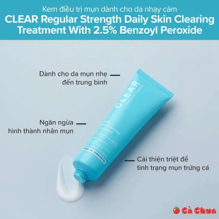Paula’s Choice Clear Regular Strength Daily Skin Clearing Treatment 2.5% Benzoyl Peroxide Top chấm trị mụn tốt nhất 