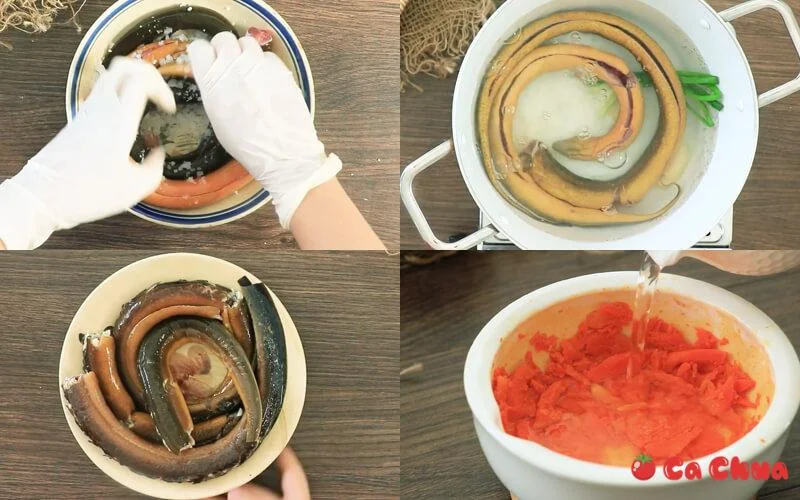  Sơ chế nguyên liệu  Cách nấu cháo lươn xứ Nghệ